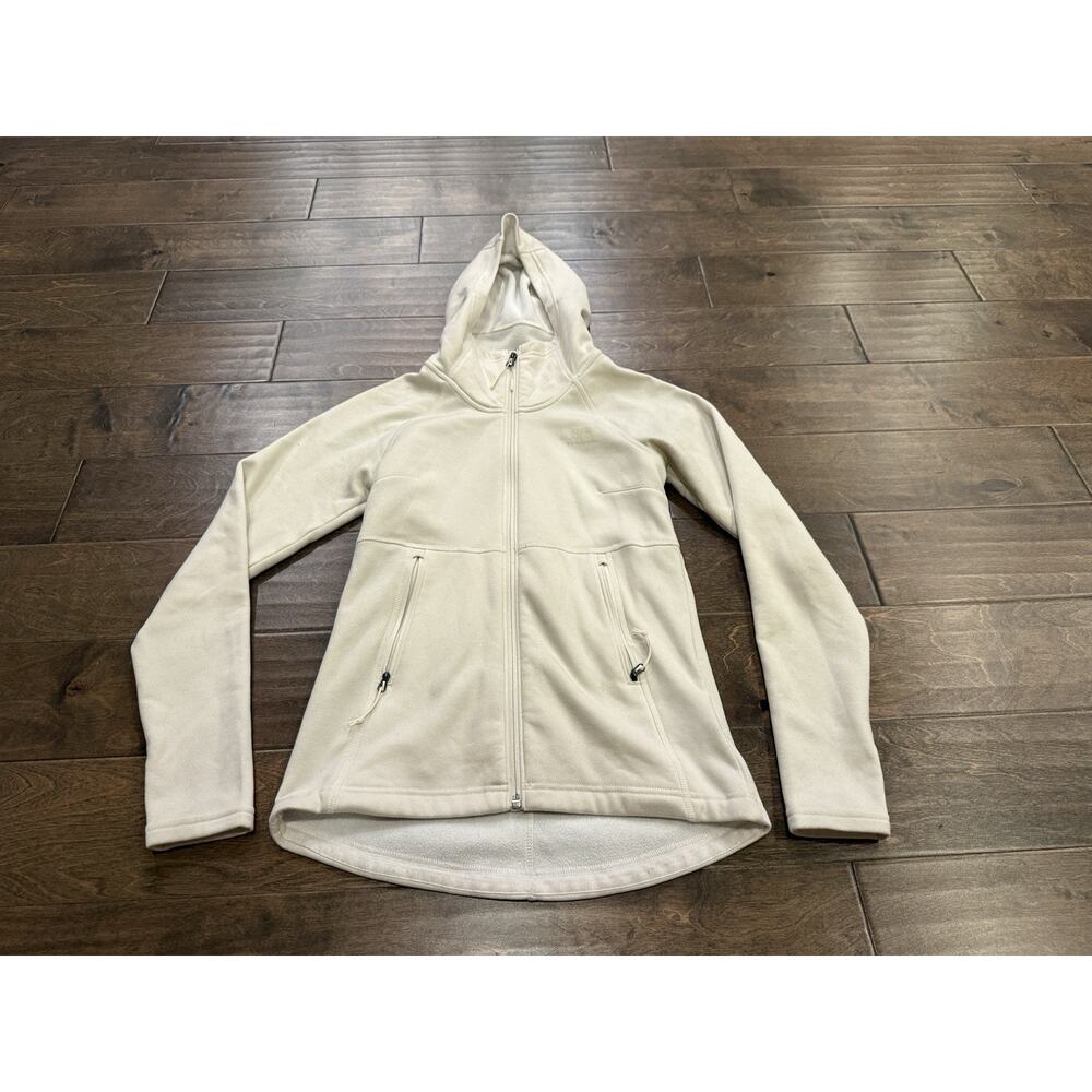 The North Face Womens Cream Ivory Full Zip Lightweight Hooded Fleece Jacket XS - Picture 2 of 9